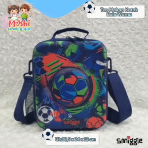 Tas Makan Double Decker Motif Bola Soccer / Lunch Bag Double Decker Soocer Ball/ Lunch Bag Anak Laki-Laki Motif Bola Sepak / Tas Bekal Anak Boy - Tas Kotak (+Tali)