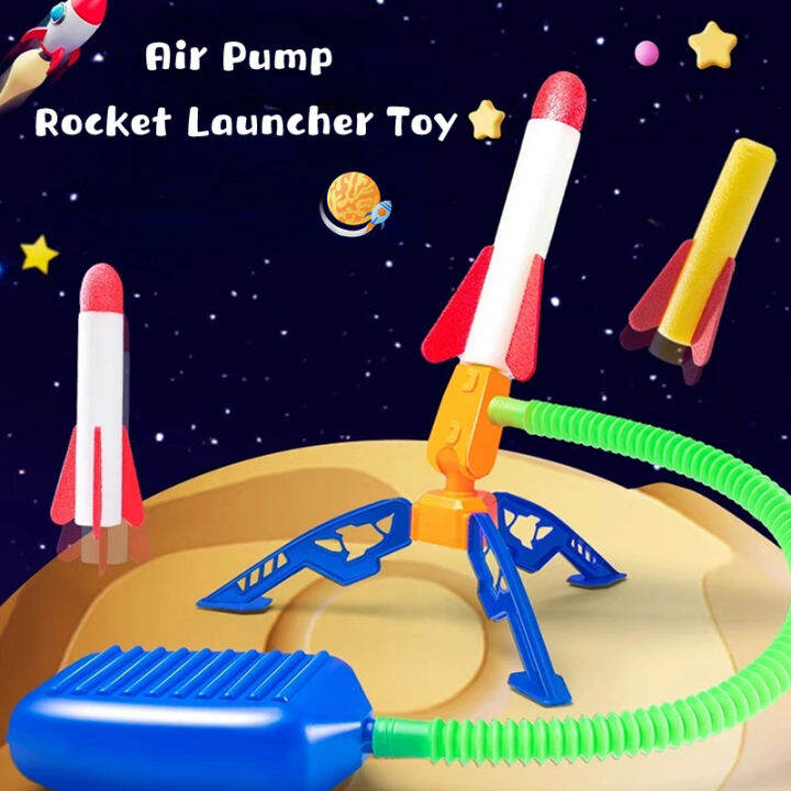 Kids Foot Pedal Air Pump Rocket Launcher Toy Kit Foam Rocket Accessories Boys Girls Outdoor Jumping Sport Launch Rocket Game Toy