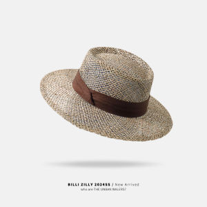 BILLI ZILLY | French Vintage Straw Hat Women Summer Beach Vacation Sun Protection Woven Hollow Out Casual Style Round Top Wide Brim Cap