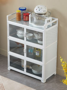 Simple Kitchen Storage Cabinet Household Sideboard with Door Economical Sideboard Non-Rust Aluminum Alloy Locker