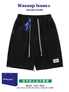 Wassup Issue American Style Sporty Shorts Mens Summer Loose Casual Beach Pants Couples Five-Quarter Length Polyester Fiber