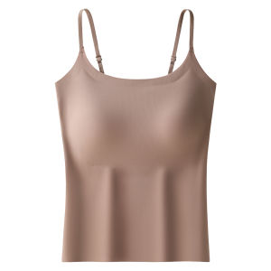 MiiOW | Ice Silk Strap Vest Womens Inner Wear With Chest Pad New 2025 Cat Person Foundation Liquid Seamless Backless Top Outdoor Wear