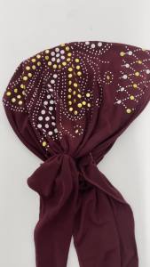 H089 Fashion turban hijab with gold sequins muslim hijab scarf islamic headscarf hat amira pull on headwrap