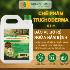 Nấm Đối Kháng Trichoderma Bacillus GreenHome Can 5 Lít Bảo Vệ Bộ Rễ Tơi Xốp Nền Đất Ủ Phân Rơm