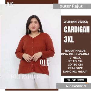 Cardigan Rajut Wanita V NeckBig Size 3XL Ricca NIC Fashion