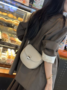 Fashionable Leather Underarm Bag Womens Saddle Bag Crossbody Shoulder Bag Korean Style Casual Pure Color Summer 2025
