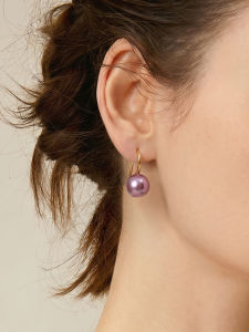 YISHU | Retro Large Purple Pearl Ear Earrings 14mm