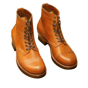 Handmade Paratrooper Boots A108 Last British Retro Three-Buckle Banana Last Martin Boots Leather Patchwork Short Tube Laces