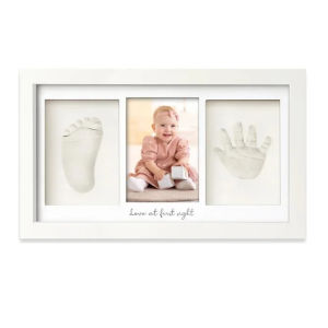 Baby Handprint Footprint Clay Kit Newborn Keepsake Picture Frame with Display Case for Nursery New Mom Gifts Baby Shower Reg