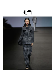 Autumn Winter Chanel Style Tweed Wide Leg Pants with Six Buttons