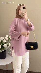 Blouse Wanita Lengan Panjang Kimmy Blus Kaos Katun Combed 24s Aplikasi Sablon S M L XL XXL 3XL Baju Atasan Model Terbaru Ootd Casual Santai Adem