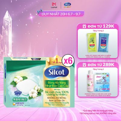 Combo 6 Hộp bông trang điểm (Bông tẩy trang) cao cấp Silcot Premium 66 miếng/hộp