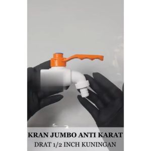 Keran Jumbo PVC PRR 1/2 & 3/4 Inch Kran Air Tembok Drat Kuningan Engkol
