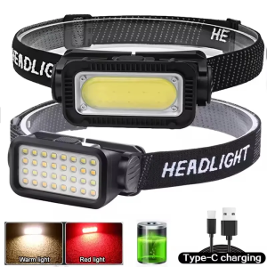 Professional COB Headlamp Type C Rechargeable 300LM Brightness 18650 Battery Powered Waterproof Design Camping Emergency Light