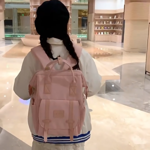 MIRELINA Solid Color Backpack Waterproof Large Capacity Schoolbag Stylish Nylon Rucksack