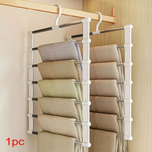 1pc Stainless Steel Space-Saving Foldable Pants Hangers for Jeans Leggings & Trousers - Closet Organizer