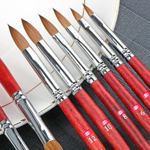 1/6pcs Acrylic Nail Art Brush Size 2/4/6/8/10/12mm Red Wood Handle Craving Flower Pen Professional UV Gel Manicure Drawing Tools