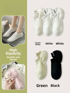 JINGCHI | Womens Invisible Thin Cotton Socks Breathable Absorbent Mesh Spring Summer Short Open-Toe Boat Socks Non-Slip Casual Ankle socks