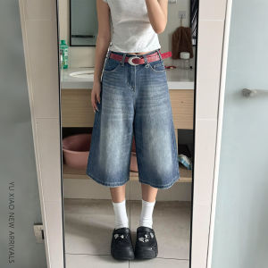 YUXIAO | Vintage American Loose Slim Fit Capri Jeans Large Size