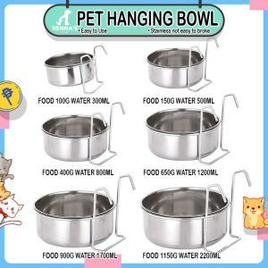 Rennas Dog Hanging Metal Hook Stainless Bowl Dog Hanging Bowl For Dog Water Feeder For Cat Water