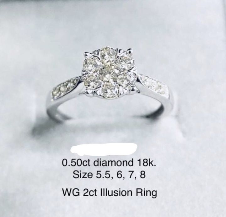 100% Natural Earth Mined Diamond carat face illusion engagement ring 18k  WG dia Lazada PH