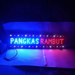 lampu led sign tulisan pangkas rambut