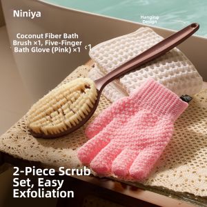 NILIYA | Long-Handled Soft Boar Bristle Back Bath Brush