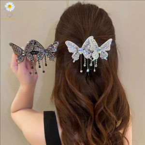 Sparkling Zircon Butterfly Hair Clips Elegant Fairy Tassel Hairpins Side Clips Fashion Hair Accessories for Women Girls