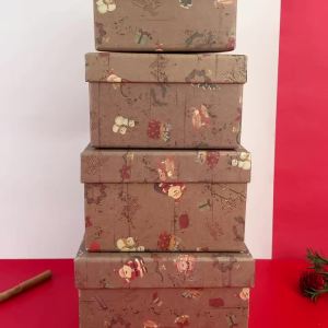 Square Gift Boxes with Assorted Sizes 4 Pcs Multiple Color Options Birthday Gift Nesting Durable Reusable Black Gift Boxes