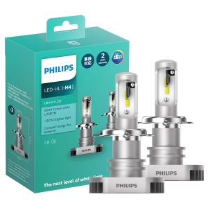 Philips | Philips LED H4 Ultinon LED 6000K Cool White Headlight +160% Bright Car Light Compact Design Pair