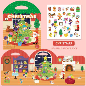 Reusable Cartoon Sticker Book Educational DIY Puzzle Toy for Kids Multiple Scenarios Classic Learning Gift for Children