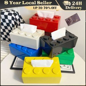 Creative Building Block Tissue Box Multi-functional Napkin Storage Box Living Room Coffee Table Ornaments Face Towel Box