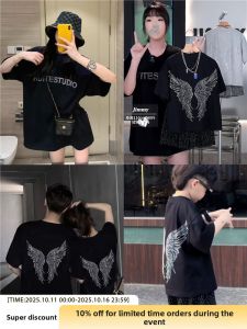 Angel Wings Family Matching Clothes Cotton Summer Outfit for Mom Dad Baby Boy Girl Toddler Kids Three to Four People Set