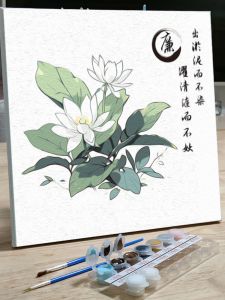 Hand-Painted DIY Coloring Flower Digital Oil Painting Lotus Simplistic Filling Decorative Artwork Modern Minimalist Home Decor