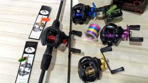 รวมอุปกรณ์ตกปลา ครบชูด 180 ซม รอกตกปลา 6 สี แดง น้ำเงิน ทอง เพื่อน