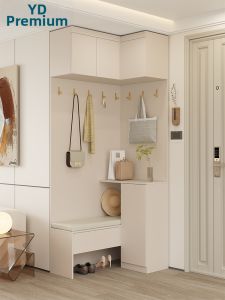 YDYOUDAN | Space-saving Corner Shoe Cabinet with Bench and Hook Functions