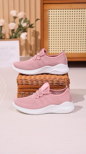 Giày Thể Thao Chống Mài Mòn Chống Trượt Bề Mặt Lưới Dệt Bay Giày Nữ Mẫu Mới Mùa Xuân Hè 2025 Nữ Sinh Giày Trắng Giày Lưới Thoáng Khí