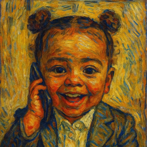 Tranh Nghệ thuật "Cô Bé Nghe Điện Thoại" VIETSMART ART - Acrylic 60 x 90cm