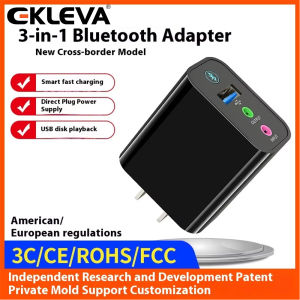 EKLEVA 3-in-1 Bluetooth Audio Adapter USB Type C Charger PD Mobile Phone Adapter AUX Bluetooth Receiver Transmitter USB Drive