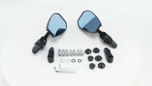 1 Pair Motorcycle Adjustable Side Rearview Mirrors CNC Aluminum Blue Anti-glare Rear View Mirror Universal For Honda Yamaha
