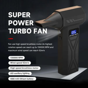 Super Powerful Turbo Air Blower - 180000 RPM Turbo Jet Fan- Brushless Motor 52m/s 4 Speed LED Light 6000mAh Battery Snow Blo