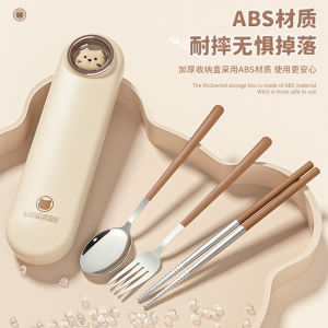 Portable 304 Stainless Steel Chopsticks Spoon Set Three Piece Travel Outdoor Dining Utensils Set for Students Office Workers