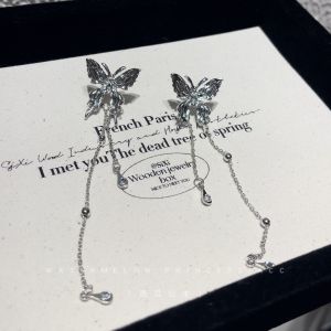 Lava Butterfly Love Butterfly Studs Female Niche Design Tassel Accessible Luxury Lava Unique Earrings Graceful Earrings