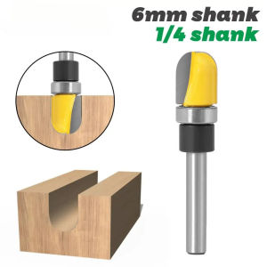 1pc 1/4" 6mm Shank Round-Nose Plunge Router Bit - Shank Bearing - 1/2"W x 5/8"H For Woodworking Cutting Tool
