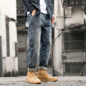 Trendy Workwear Jeans Mens Loose Straight Korean Style Casual Long Pants Autumn 2025 New Arrival Vintage Japanese Style