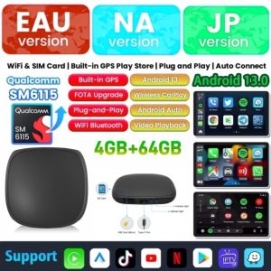 Android 13 ANYFAR Android Auto Wireless CarPlay AI TV Box QCM6115 8-Core Split Screen 64G 128G For Netflix Play Store