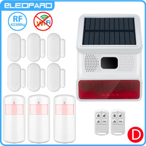 Smarsecur 433MHz Solar Outdoor Waterproof Siren with LED Flashing Light Function as Home Garage Shed Alarm System