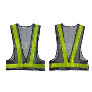 Netting Safety Vest with V-Shape Reflective Strip and Black Fabric (VGS01)