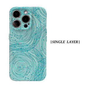 Potdemiel | Aurea Case Matte Bumper For Magsafe Case For iPhone 18 17 16 15 14 Plus 13 Pro Max Shockproof Hard PC Teal Wave Texture Cover