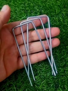 09บาท/ชุด หมุดยึดผ้าคลุมวัชพืช หมุดยึดU เหล็กแข็ง+แผ่นยางพลาสติกยึดหมุด ผ้าคลุมดิน เหล็กเสียบ เหล็กปักดิน หมุดปักดิน สมอปักดิน